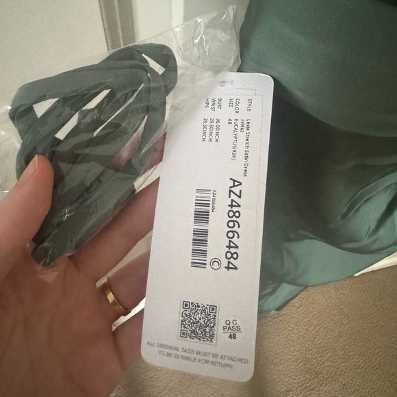 NWT Azazie Lexie Eucalyptus Green Fitted Strapless Stretch Satin Dress - Picture 13 of 16